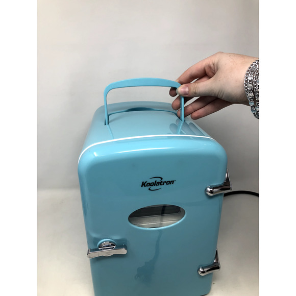 Koolatron Light Blue Mini Fridge 6 Can AC/DC Thermoelectric Cooler Tested Works - Picture 3 of 16